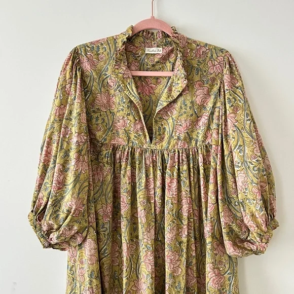 100% Cotton Green Floral Maxi Dress - Picture 2 of 16